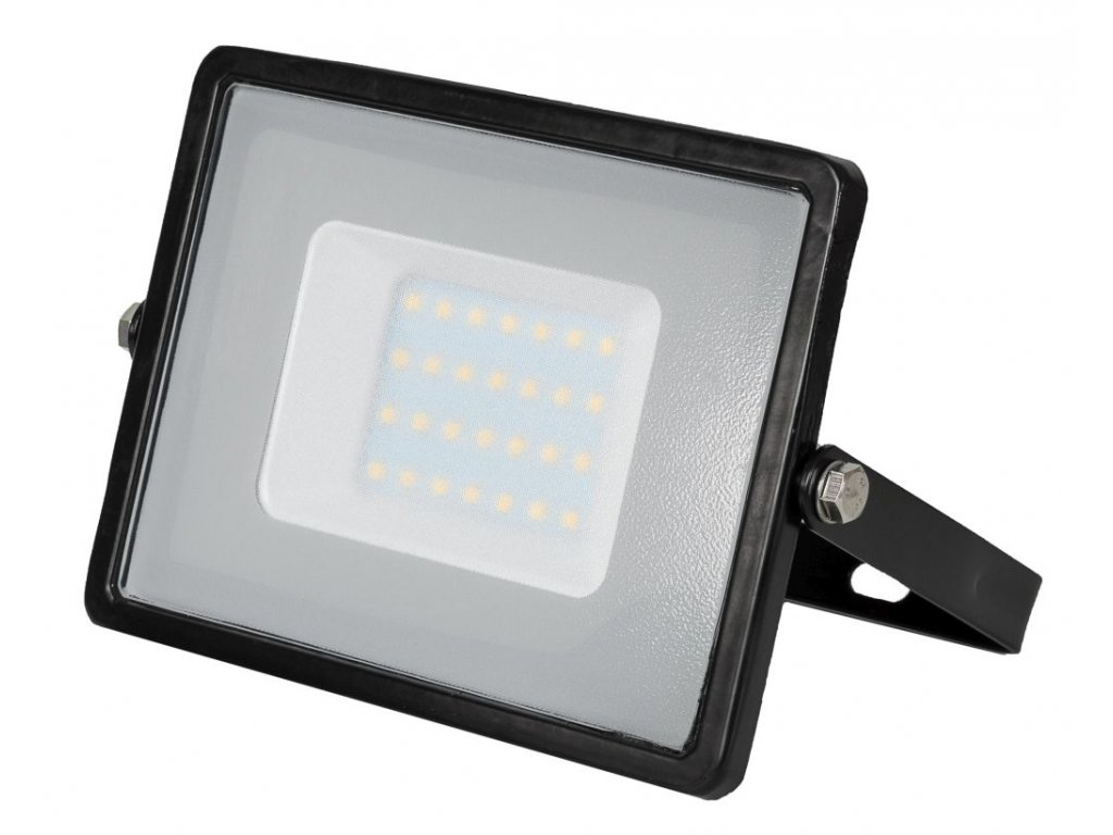 Černý LED reflektor Premium - teplá bílá - Led